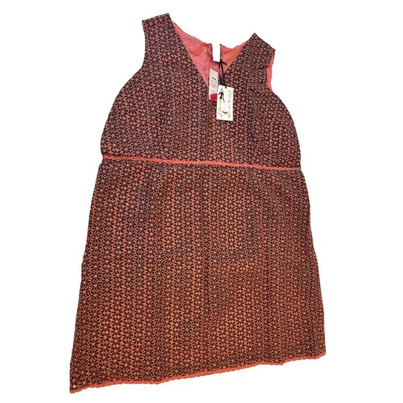 Alexandra Bartlett Women's Pink Brown Floral Eyelet Lined Sheath Dress Size 24W - Picture 1 of 13